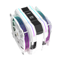 Кулер для CPU Alseye M120D Plus II, 2х120мм, 700-1900rpm, 4-pin, Al+Cu, белый/ARGB, 73.7CFM, 38.2дБ, 6-PIPE(сплошная термоплощадка), TDP 200Вт, LCD-дисплей, INTEL 1700/1200/115x/2011/2066/1366, AMD AM5/AM4, программный мониторинг температуры  (AS.01.01.0043)