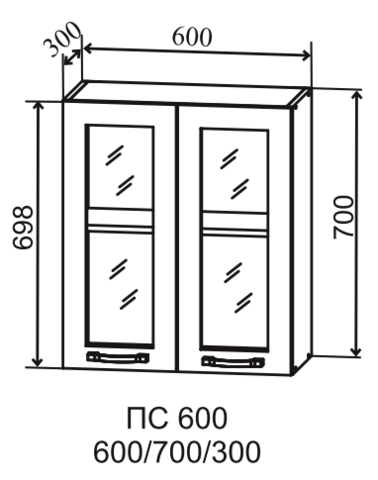 Кухня Олива шкаф верхний стекло 600