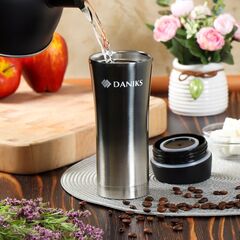 Термокружка нерж, 0.45 л, Daniks, г-фит, SL-NT015-met-grpht