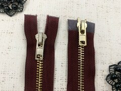 Молния металл Т8, L 85 см, 2 бегунка, бордовый/золото