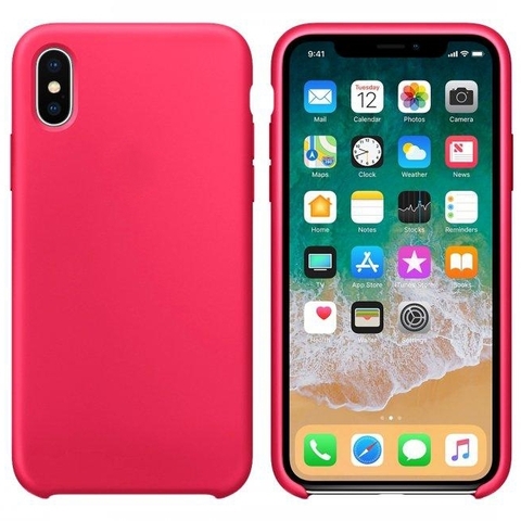 Силиконовый чехол Silicon Case Premium для iPhone X (Red Raspberry / Красная малина) 100% ORG