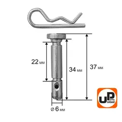 Болт срезной под шплинт UNITED PARTS 6х36,5 (в комплекте со шплинтом) (90-1290)
