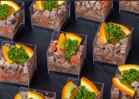 Веррин с куриной грудкой и цитрусовым гелем, 12 шт.