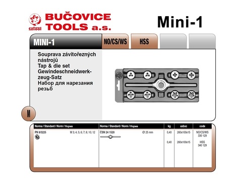 Набор плашек М3-М12 9пр 115CrV3 Bucovice(CzTool) 330129 (ВП)