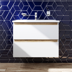 Тумба с раковиной, подвесная, 80 см, 2 ящика, белый глянец, AM.PM X-Joy - M85AFHX0802WG