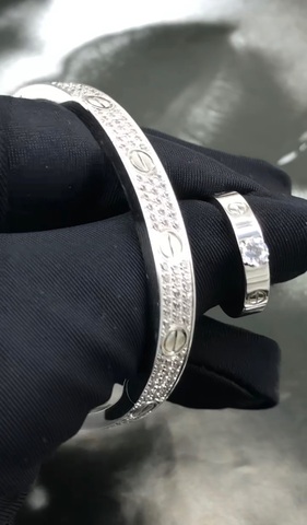 Браслет Full Diamonds Cartier Vgold и кольцо