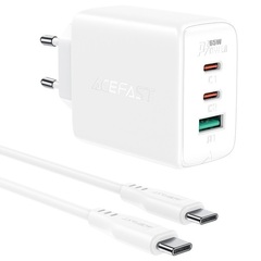 Зарядное устройство ACEFAST A13 PD65W USB-C+USB-C+USB-A 3-port charger set EU, белый