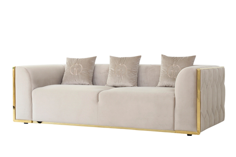 Диван трехместный 69x96x233см Garda Decor Bern велюровый бежевый