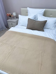 Плед-покрывало вафельное, хлопок, бежевый