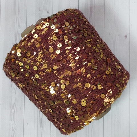 Пряжа Shine Paillettes 6395 золото на светлом терракоте