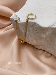 Серьги каффы золотистые со стразом скидка