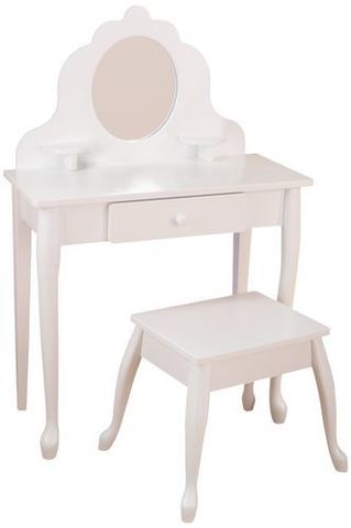 Белый туалетный столик из дерева для девочки "Модница" (White Medium Vanity & Stool)