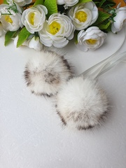 Eco-fur pompoms, 5 cm, color Sundae, 2 pieces