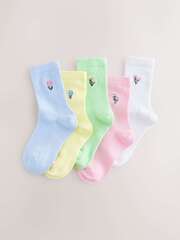 Носки хлопковые для девочки Next AT4-453, 5 штук, Розовый, Белый, Голубой