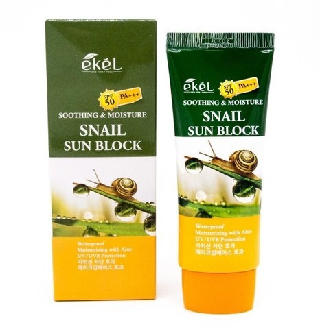 Ekel Soothing & Moisture Snail Sun Block смягчающий солнцезащитный крем для лица и тела с муцином улитки SPF 50/PA+++