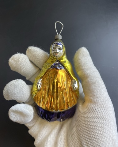 Ёлочная игрушка "Шамаханская Царица", Сказка о Золотом Петушке, стекло, роспись, подвесная, винтаж СССР 1940-1980 гг