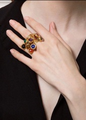 Крутое кольцо SILVIA TOLEDANO широкое с цветными подвесками шариками