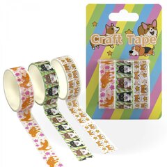 
          Декоративная клейкая лента Alingar 1,5 см х 2 м, 3 шт, "Собачки", асcорти, европодвес