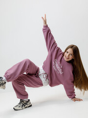 брюки  для девочки  КР 400851/темная орхидея к595