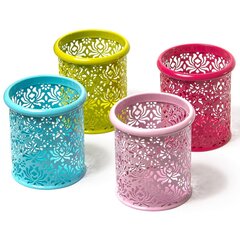 
          Подставка-стакан для канцтоваров Alingar, металлическая, круглая, узор "Цветы", ассорти