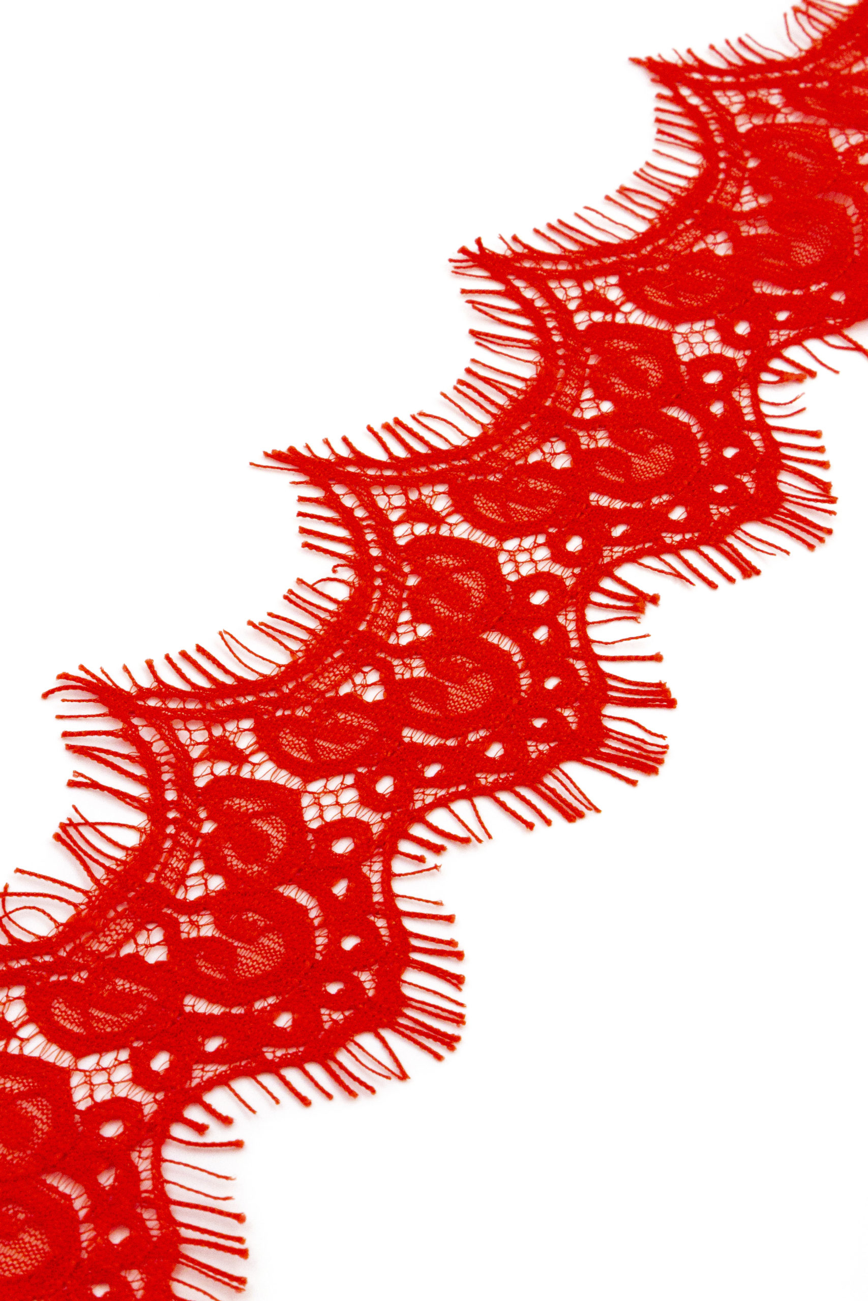 Узкое кружево шантильи красное неэластичное 6,5 см