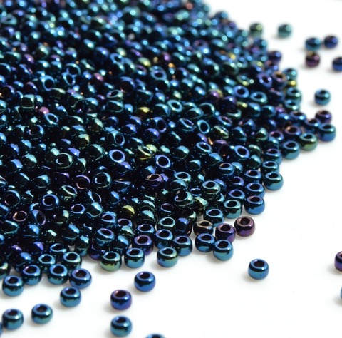 RR-0452 Бисер круглый Миюки 11/0 Синий металлик радужный /Miyuki round 11/0 Metallic Dk.Blue Iris