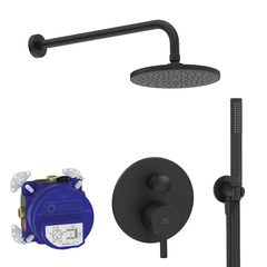 Ideal Standard Ceraline BD193XG Душевой комплект: встраиваемый смеситель для ванны/душа, верхний душ Ø20см., держатель, лейка для душа и шланг 175см., цвет: черный матовый фото