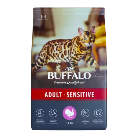 Mr.Buffalo ADULT SENSITIVE Сухой корм для кошек (индейка) 10кг