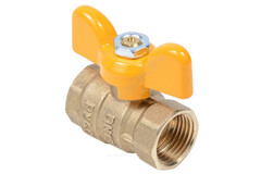 Кран шаровой латунь газ Стандарт Ду 15 Ру40 ВР полнопроходной бабочка Dist 411Б