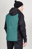 Премиальный костюм для лыж и зимнего бега Nordski Hybrid Hood Pro Black-Alpine Green