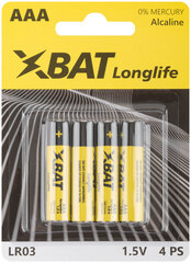 LR03-4BPC Батарейка щелочная, 1.5 В, тип ААА LR03 (4 шт/уп) ХВАТ---