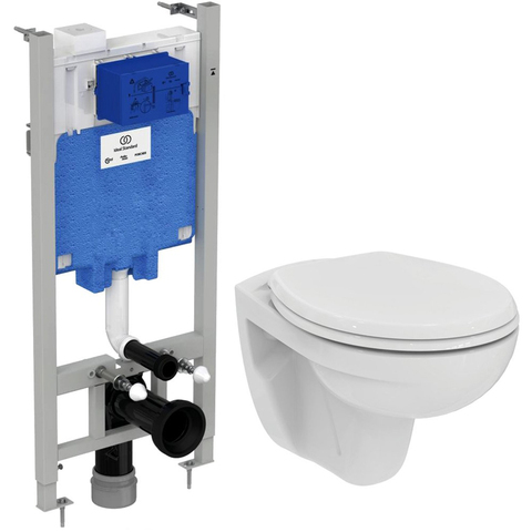 Ideal Standart RE881202 Промо-комплект 2.0 , состоящий из: K881201 EUROVIT Rimless Безободковый (технология Cut Rimless) подвесной унитаз, с сидением и крышкой с функцией плавного закрытия E131801; R046367 PROSYS 2.0 Встраиваемая инсталляция для монт