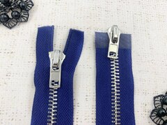 Молния металл Т8, L 85 см, 2 бегунка, синий/никель