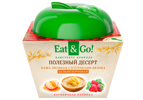Каша овсяная с кусочками яблока Eat&Go!, 225г