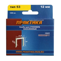 Скобы ПРАКТИКА для степлера, серия Эксперт, 12 мм, Тип 53, толщина 0,74 мм, ширина 11,4 мм (775-396)