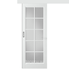 Купить Межкомнатная одностворчатая дверь купе эмаль VFD Glanta Polar белая остеклённая