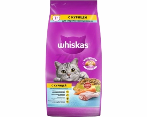 Корм WHISKAS Подушечки С паштетом курицы/индейки 5 кг РОССИЯ