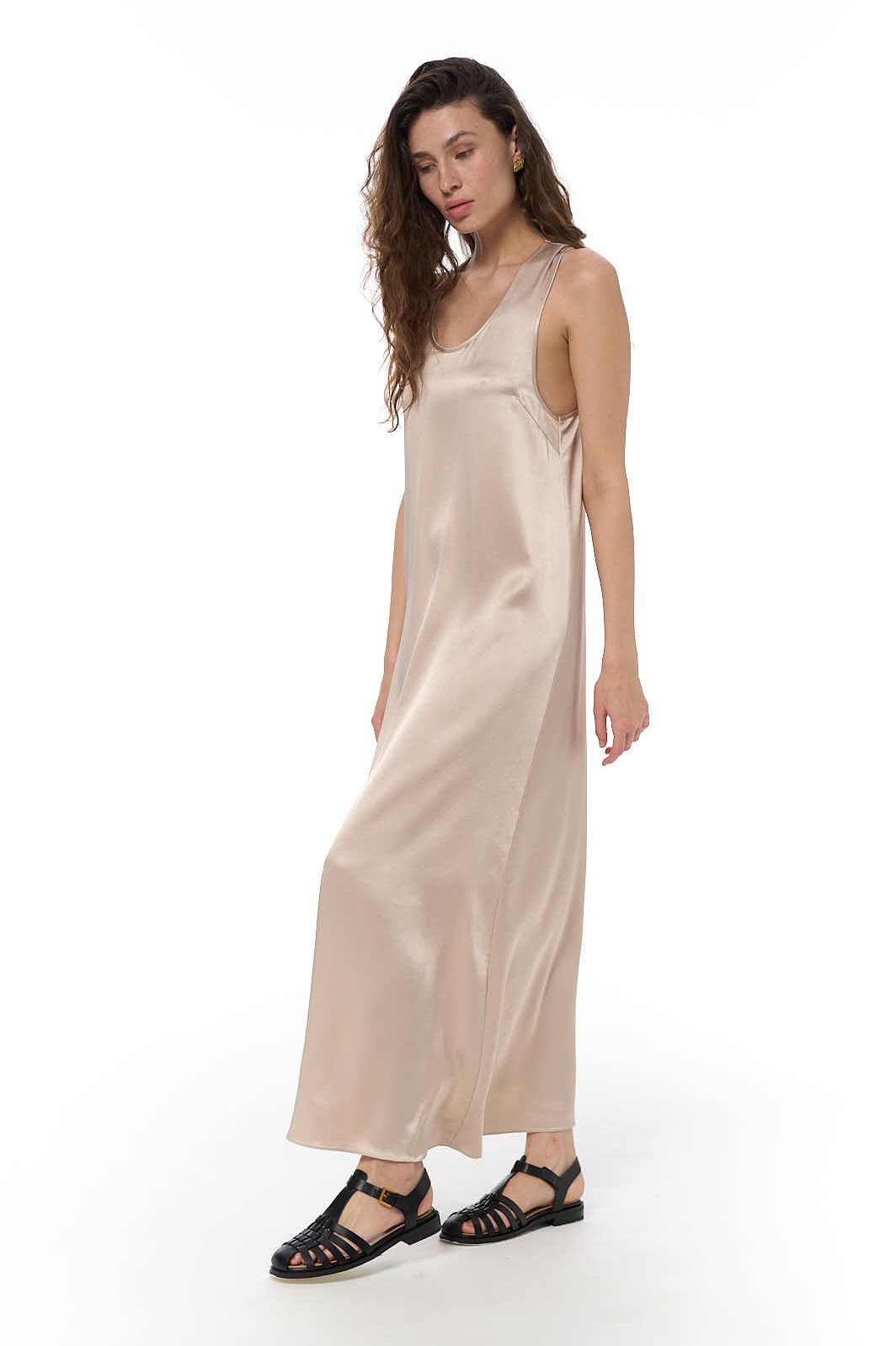 Платье-майка 2.0 из вискозного шелка, золотистый беж