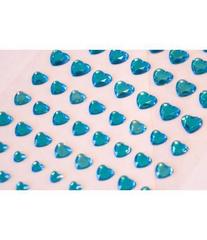 Стразы самоклеющиеся сердечки разного размера 101 шт голубые