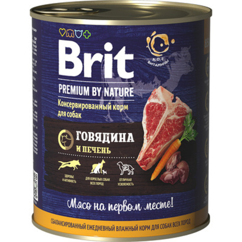 Brit Premium by Nature консервы для собак (говядина и печень) 850г