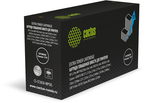 Картридж лазерный Cactus CS-CF283X-MPSXL CF283X/Canon 737 черный (8000стр.) для HP HP LJ Pro MFP M225dn/dw/rdn/M201n/dw/M202n/dw; Canon i-SENSYS MF211/212w/216n/217w/226dn/227dw/236n/229dw/231/232w/237w/244dw/247dw/249dw/LBP151dw/D570, Satera MF224dw
