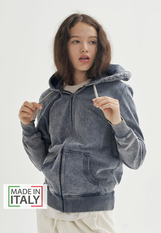 Худи Bowery NYC на молнии высветленное Mood Indigo