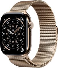 Умные часы Apple Watch Series 11 46 мм из титана золотого цвета, миланский сетчатый браслет золотого цвета (S/M)