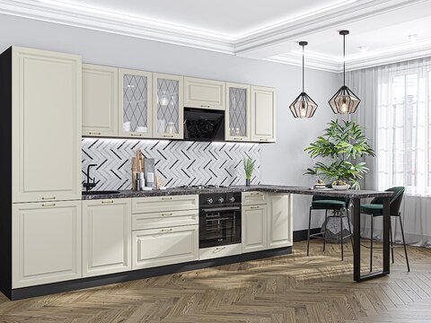 Прямая модульная кухня Ницца-02 Агат - Graphite 2140*3300*600