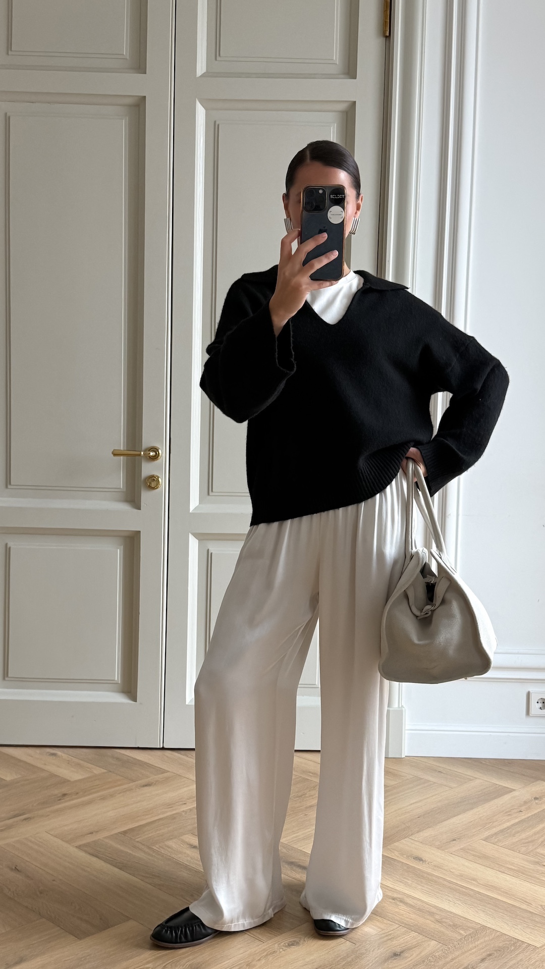 Джемпер с отложным воротником из шерсти мериноса и кашемира