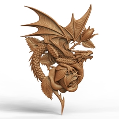 Силиконовый молд № 634 Дракон с розой