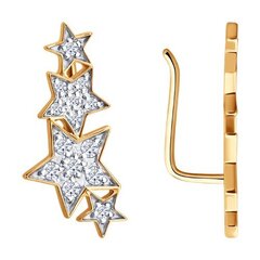 0200725 - Серьги-зажимы ЗВЕЗДОЧКИ из золота 585 пробы с фианитами