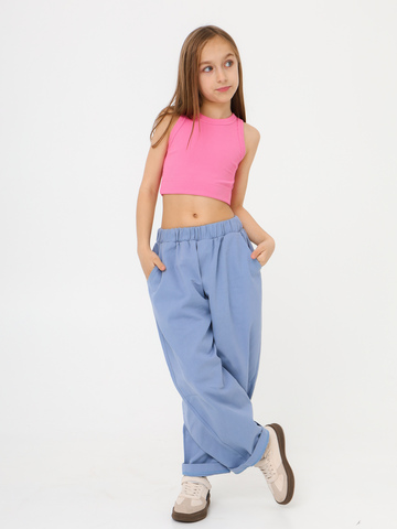 Брюки багги деним, голубые