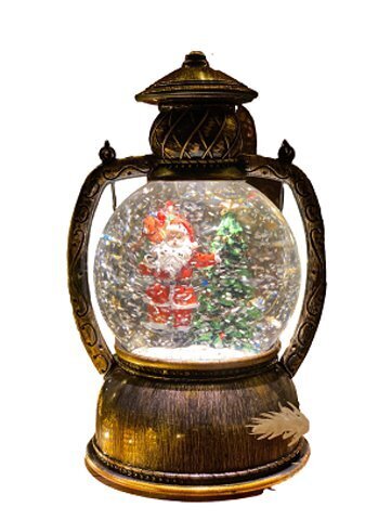 Новогодний декоративный маслянный фонарь , дед мороз  с елочкой,музыкальный, 2 режима, USB,3*АА,