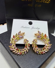 Комплект украшений колье с подвеской + серьги в стиле шопард с цветными вставками